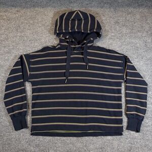 Abercrombie & Fitch Women's L Striped Oversized Pullover Hoodie Navy/Pink/Yellow